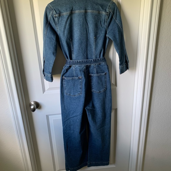 7 for all Mankind vintage cropped denim jumpsuit - Picture 9 of 15